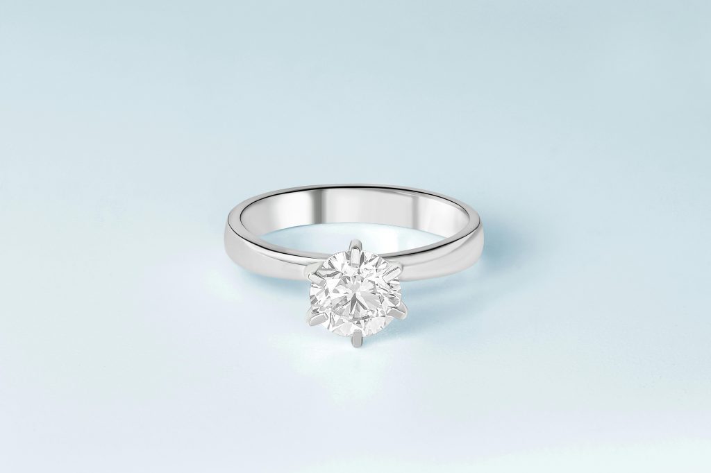 Classic solitaire engagement ring handcrafted in Calgary - Leno Jewellery